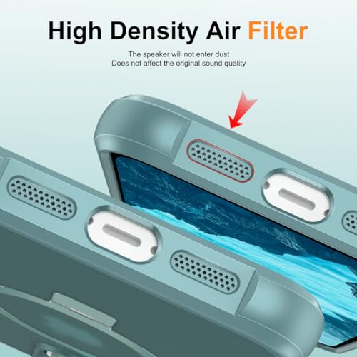 CHAOFEnG Magnetic Compatible with iPhone 16 Pro Case with Stand [Military Grade Drop Tested][Compatible with Magnet] Ring Translucent Slim Hard Back Soft Edge, Teal Green - color: Teal Green, size: iPhone 16 Pro