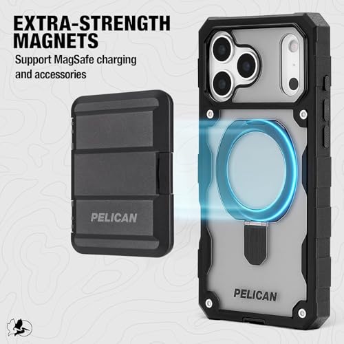 Pelican Shield iPhone 17 Pro Max Case - Rugged MagSafe Phone Case - Smoke | Magnetic Phone Case w/24ft Military Grade Drop Protection - Phone Cover w/ Belt Clip Holster Kickstand for iPhone 17 Pro Max - color: Smoke - Pro Max, style: iPhone 17 Pro Max