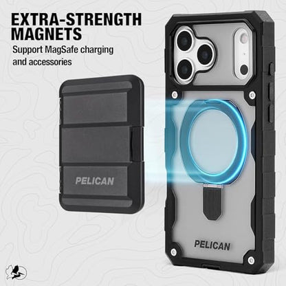 Pelican Shield iPhone 17 Pro Max Case - Rugged MagSafe Phone Case - Smoke | Magnetic Phone Case w/24ft Military Grade Drop Protection - Phone Cover w/ Belt Clip Holster Kickstand for iPhone 17 Pro Max - color: Smoke - Pro Max, style: iPhone 17 Pro Max
