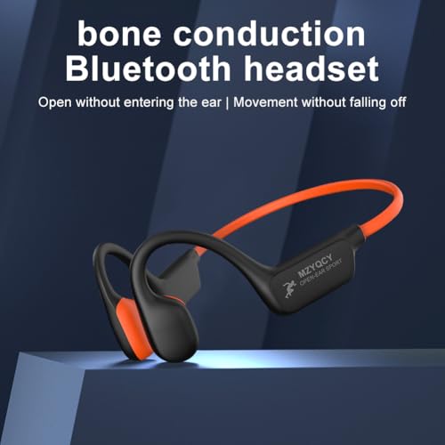 Bone Conduction Headphones, Open Ear Bluetooth 5.4 Headset with Mic - color: Orange