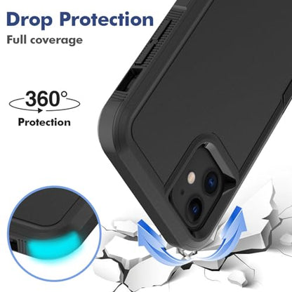 MDCN for iPhone 11 Case: Dual Layer Protective Heavy Duty Cell Phone Case Shockproof Rugged Bumper Tough with Screen Protector - 16ft Military Grade Drop Tested for Appple iPhone 11 (6.1 inch), Black - color: Black (PC) + Black (TPU)