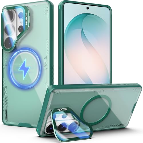 Nillkin Magnetic Case for Samsung Galaxy S26 Ultra, [2-in-1 Lens Cover & Hidden Kickstand] [MagSafe Compatible & Anti-Yellowing] Shockproof S26 Ultra Translucent Slim Case for Men Women, Clear Green - color: Clear Green