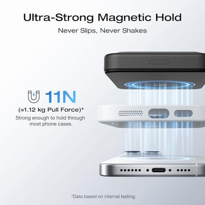 EF ECOFLOW Rapid Mag Power Bank, Qi2 Certified 15W Ultra-Fast MagSafe-Compatible Portable Charger, 10,000mAh Magnetic Power Charger with Foldable Stand, for iPhone 17/16/15. - color: Black