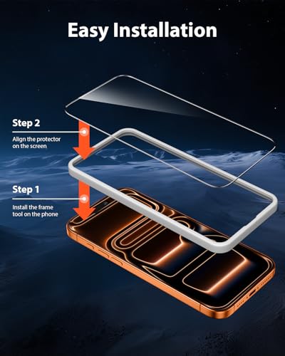 Mkeke Screen Protector for iPhone 17 Pro, 3 Pack 9H+ Tempered Glass | Military-Grade Drop Protection [Sensitive Touch] [Easy Installation Frame] [99.99% HD Clear] Bubble-Free for 6.3 inch - size: for iPhone 17 Pro 6.3"