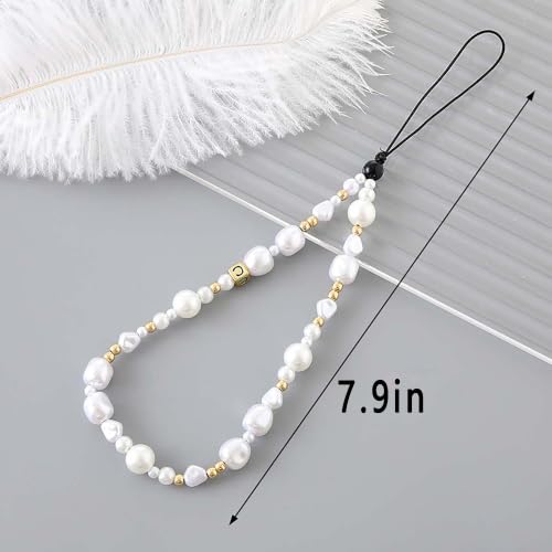 Beaded Phone Charm Lanyard Strap Girly Style Fixed Beads Pearl Lanyards - color: PH-hdcy-2