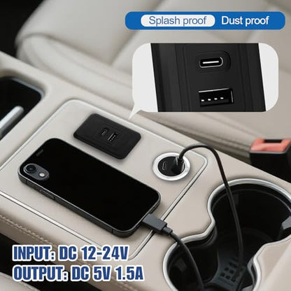2 Pack RV USB Outlet 12V-24V Wall Mount, Dual USB Charger, USB-A & USB-C Output 5V 1.5A, Automotive USB Outlet Socket Adapter for RV Marine Boat Bus ATV Motorcycle Truck(Black) - color: Black