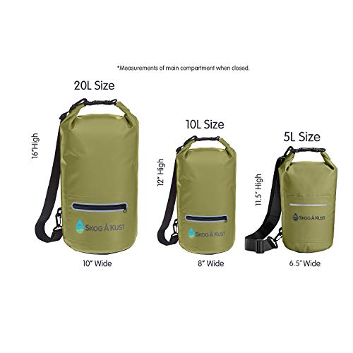 Skog Å Kust DrySak Roll Top Waterproof Bag, 5, 10 & 20 Liter - color: Army Green, size: 5 Liter