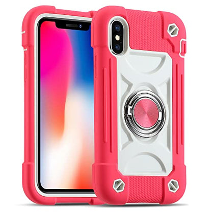 MARKILL Compatible with iPhone X/iPhone Xs Case 5.8 Inch with Ring Stand, Heavy-Duty Military Grade Shockproof Phone Cover for iPhone X/XS. Hot Pink - color: Hot Pink, size: iPhone X/iPhone XS 5.8"