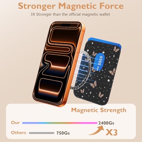 Compatible with Magsafe Wallet Magnetic Card Holder - Skeleton Book Phone Wallets for Women Teen Girls Cute for iPhone 17/16/15/14/13/12 Series Slim for Apple Mag RFID Magnet,Fit 3 Cards - color: Skeleton Book