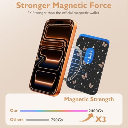 Compatible with Magsafe Wallet Magnetic Card Holder - Skeleton Book Phone Wallets for Women Teen Girls Cute for iPhone 17/16/15/14/13/12 Series Slim for Apple Mag RFID Magnet,Fit 3 Cards - color: Skeleton Book