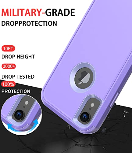 Diverbox for iPhone Xr Case [Shockproof] [Dropproof] [Dust-Proof],Heavy Duty Protection Phone Case Cover for Apple iPhone XR (Purple) - color: Purple-3in1