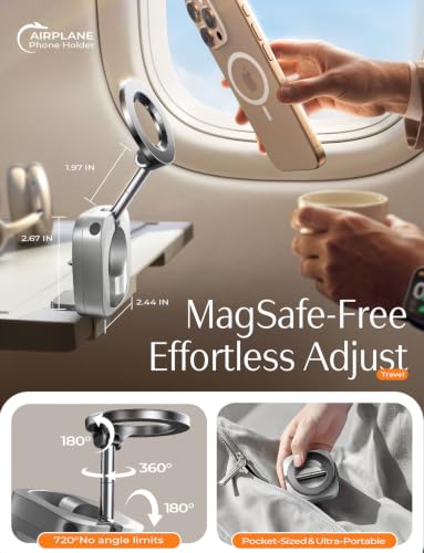 LISEN Airplane Travel Essentials Flying Airplane Phone Holder Magsafe - color: Silver