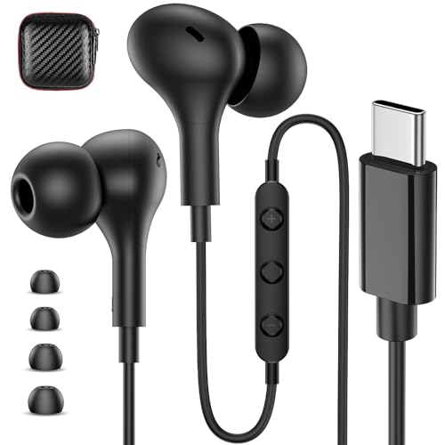 USB C Headphones Wired Earbuds for iPhone 18 Pro Max 17 16 15,Black - color: Black