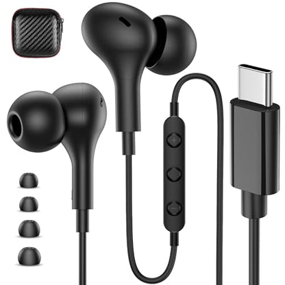 USB C Headphones Wired Earbuds for iPhone 18 Pro Max 17 16 15,Black - color: Black