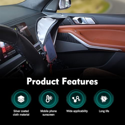 Cell Phone Sunshade, High-elasticity Skeleton Anti-glare Phone Holder Sun Shade Cover, Portable Foldable Sunscreen Shield, Universal for Most Cars Motorcycles (Black)