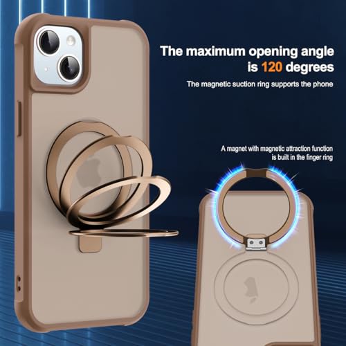 SKYLMW Compatible with iPhone 14 Plus Case with Stand,Desert Brown | iPhone 14 Plus Phone Case 6.7",Magnetic Ring Stand,Compatible with MagSafe,Military-Grade Plustection,Great Grip Feeling - color: Desert Brown, size: Iphone 14 Plus