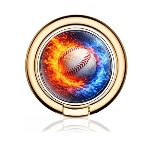 Cell Phone Ring Holder, Cute Metal Phone Grip Stand Finger Ring Kickstand, Flexible 360°Rotation Phone Tablet Case Accessories Compatible with Most Phones Fire Ice Baseball - color: Fire Ice Baseball