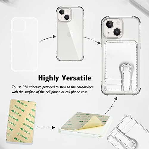 M-Plateau Phone Wallet Stick On, Phone Card Holder With Elastic Magnetic Closure, Slim Wallet Matches Double Sided Tape Compatible with iPhone Case and Most Smartphone (White) - color: White