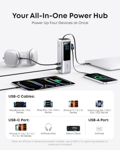 Anker Laptop Power Bank, 25,000mAh Travel Essential with 165W Total Output - color: Silver