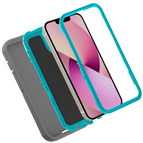 Co-Goldguard Shockproof Case for iPhone 13 with Tempered Glass Screen Protector 3 Layer Military Grade Drop Protection Heavy Duty Protection Rugged Rubber Phone Case Cover for iPhone 13 6.1 GreyGreen - color: GreyGreen