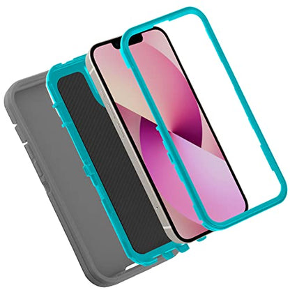 Co-Goldguard Shockproof Case for iPhone 13 with Tempered Glass Screen Protector 3 Layer Military Grade Drop Protection Heavy Duty Protection Rugged Rubber Phone Case Cover for iPhone 13 6.1 GreyGreen - color: GreyGreen