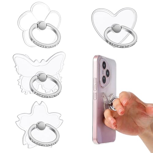 4 PCS Transparent Phone Ring Grip Clear Phone Ring Holder Grip - style: A