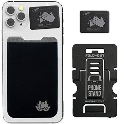 Phone Wallet - Adhesive Card Holder - Cell Phone Pouch - Stick on Lycra Pocket by Gecko - Carry Credit Cards and Cash - color: LOTUS