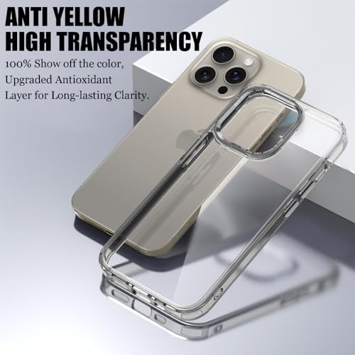 for iPhone 15 Pro Max Case,[Anti-Yellowing] [Military-Grade Protection] Anti-Scratch Transparent Back Slim Shockproof 15 Pro Max Phone Case 6.7 inch (Gray) - color: Gray