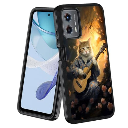 for Moto G 5G 2024/Moto G Play 5G 2024 Case, Military Grade Heavy Duty [3-Layer] Dustproof Shockproof Full-Body Protective Case for Motorola Moto G 5G 2024, Cat Playing Guitar - color: Cat Playing Guitar