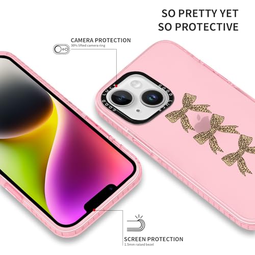 2 Pack Cute Cheetah Print Phone Case for iPhone 13 Mini Pink Bow Case 5.4", Clear Coquette Fashion Luxury Leopard Pattern Design Girls Women Funda Shockproof Soft TPU Protection Cover - color: Cheetah Print 04, size: iPhone 13 Mini