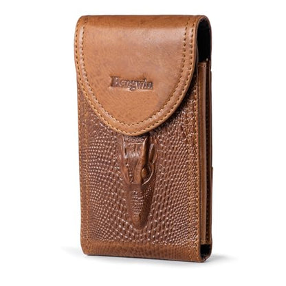 Leather Cell Phone Holster Fits for iPhone 17 Pro Max 16 Plus 15 Pro Max 14 Plus 13 Pro Max 12 Pro Max Samsung Galaxy S25 Edge S25 Ultra S24 Ultra Pouch Case with Belt Clip Belt Holder (Brown) - color: Brown
