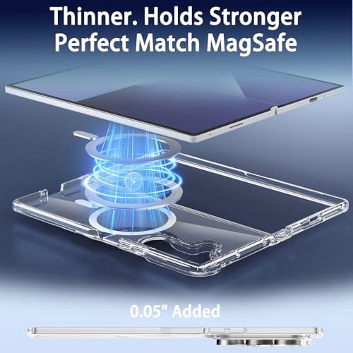 One Piece Design Clear Magnetic Case for Galaxy Z Fold 6, Ultra Slim Fit | Fit for MagSafe, Anti Yellow, Shockproof Transparent Back Integrated Bumper Wireless Charging Phone Case Cover - color: Clear for Z Fold 6