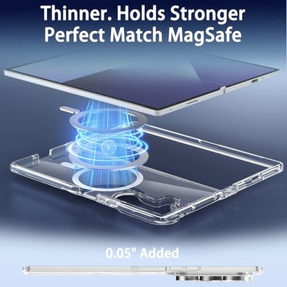 One Piece Design Clear Magnetic Case for Galaxy Z Fold 6, Ultra Slim Fit | Fit for MagSafe, Anti Yellow, Shockproof Transparent Back Integrated Bumper Wireless Charging Phone Case Cover - color: Clear for Z Fold 6