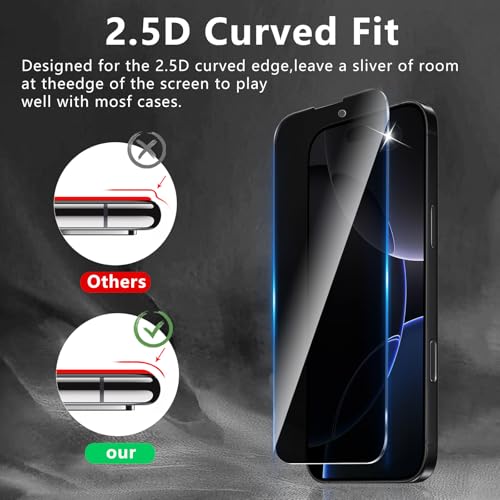 3+3 Pack Privacy Screen Protector Designed for iPhone 16 Pro With 3 Pack Camera Lens Protector,Full Coverage Anti-Spy Tempered Glass Film,9H Hardness,Bubble Free,Easy to Install - color: iPhone 16 Pro FK33