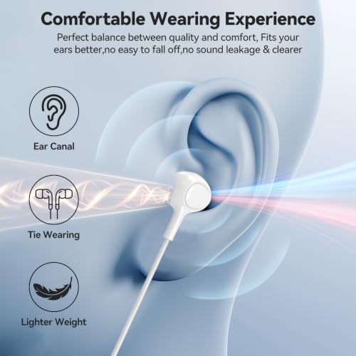 aceyoon MFi Certified iPhone Earphones, White