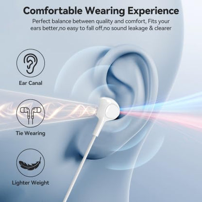 aceyoon MFi Certified iPhone Earphones, White
