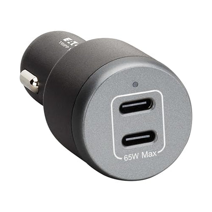 Eaton Tripp Lite Series 65W USB C Car Charger Cigarette Lighter Adapter, 2 USB-C Ports, Power Delivery (PD) 3.1 and PPS Charging, Fasting Charging for iPhone, Galaxy, Pixel & More (U280-C02-65W)