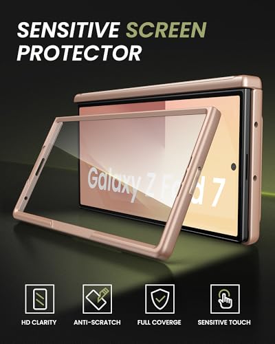for Samsung Galaxy Z Fold 7 Case with Card Holder, Rose Gold - color: Rose Gold