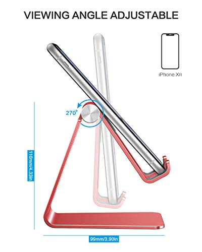 OMOTON C2 Adjustable Aluminum Cell Phone Stand with Charging Cutout, Red - color: Red