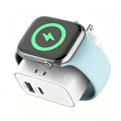 Charger Block for Apple Watch,23W Fast 3 in 1 USB C iWatch Charging Block - color: White-1pc