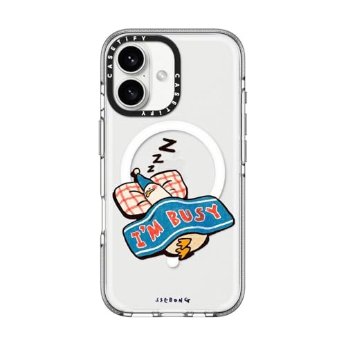 CASETiFY for iPhone 16 Case - Impact Clear Compatible with MagSafe | Not Yellowing | 6.6 ft. 3x Military Grade Drop Protection | I'm so busy | Clear - color: I'm so busy, size: Iphone 16 (6.1")