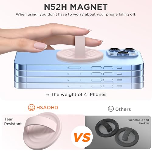 Upgraded Magnetic Phone Grip, Liquid Silicone Soft and Portable, Removable Finger Loop Ring Grip Holder for iPhone, Strong Magnetic Attraction, Compatible with MagSafe Phone Case, Lovely Pink - color: Lovely Pink