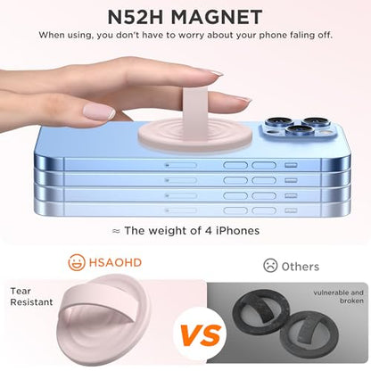 Upgraded Magnetic Phone Grip, Liquid Silicone Soft and Portable, Removable Finger Loop Ring Grip Holder for iPhone, Strong Magnetic Attraction, Compatible with MagSafe Phone Case, Lovely Pink - color: Lovely Pink