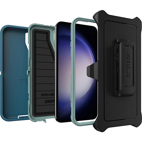 OtterBox Galaxy S23+ (Only) - Defender Series Case - Manoeuvre (Blue), Rugged & Durable - with Port Protection - Includes Holster Clip Kickstand - Microbial Defense Protection - Non-Retail Packaging - color: Manoeuvre (Blue)