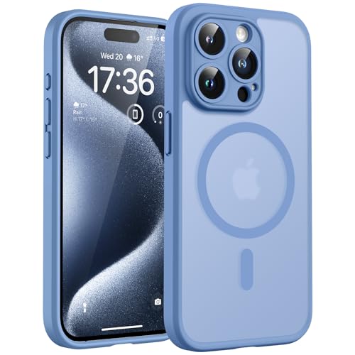 TOCOL for Phone 15 Pro Case, Compatible with Magsafe Charger, Full Camera Protection, Drop Protection, Translucent Matte Phone Case for iPhone 15 Pro 6.1 inch (Light Blue) - color: Light Blue, size: Iphone 15 Pro