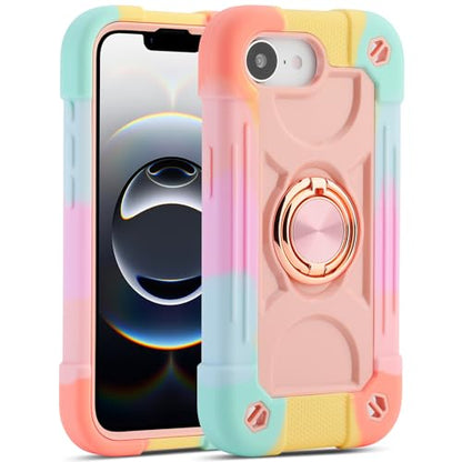 MARKILL Compatible with iPhone 17e/iPhone 16e Case with Stand, Military Grade Drop Protection Full Body Rugged Heavy Duty Case 3 in 1 Protective Durable Cover for iPhone 16e/17e - color: Rainbow Pink, size: iPhone 16e/iPhone 17e