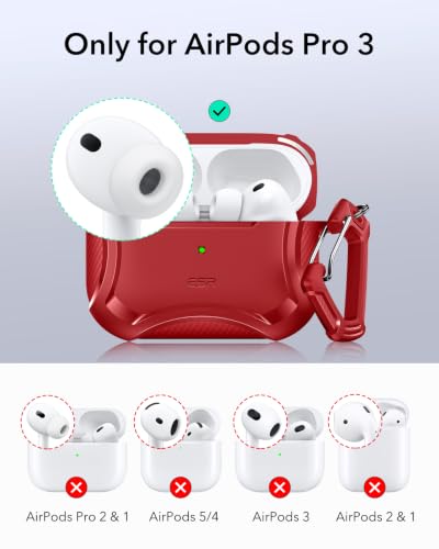 ESR for AirPods Pro 3 Case (2025), Magnetic Lid, Cyber Tough Series, Red - color: Red, size: AirPods Pro 3 Case