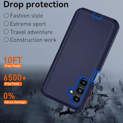 for Samsung Galaxy A16 5G case,A16 5G Heavy Duty case,with A Tempered Glass Screen Protector, [Military Grade Protective ] [Shockproof] [Dropproof] [Dust-Proof] (with Belt Clip-Dark Blue) - color: with Belt Clip-Dark Blue