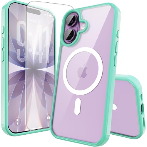Classic Hybrid Magnetic iPhone 17 Case Phone Case Cover, Screen Protectors X1, Compatible with Magsafe, Anti Yellowing,Slim,Shockproof, Protective (Mint Green, iPhone 17) - color: Mint Green, size: iPhone 17