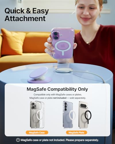 Sinjimoru Magnetic Phone Grip for MagSafe, Soft Silicone, Pink - color: Pink